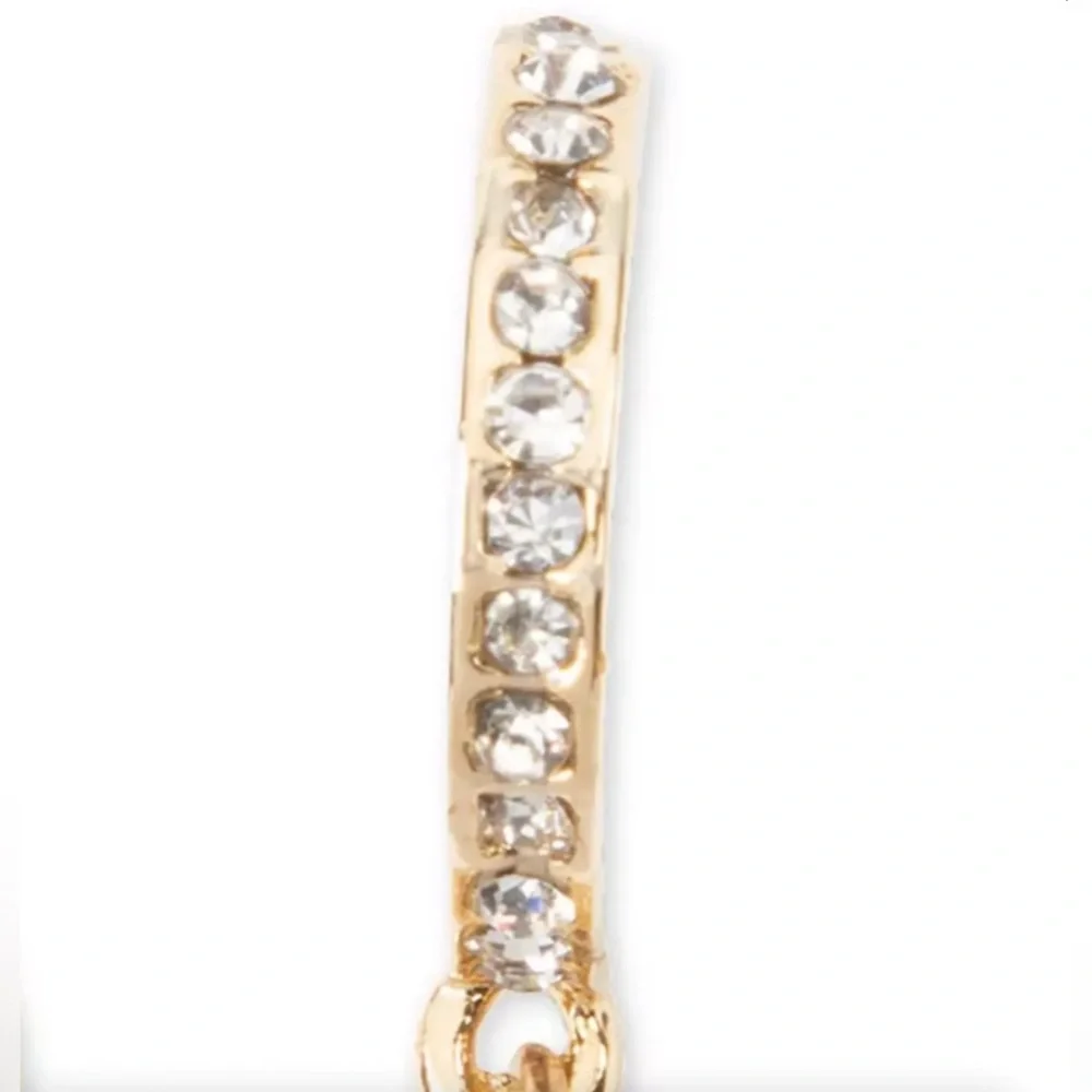 HOLIDAY LANE PAVE PUFFY HEART GOLD TONE CRYSTAL CHARM HOOP EARRINGS Valentine
